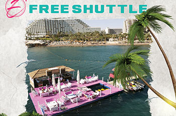 שאטל על פני המים אל האי הצף