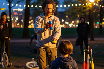 להטוטי קרקס עם יה-פוי-לי בפארק